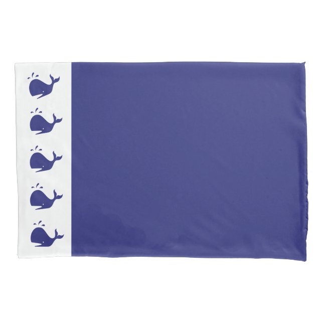Simple and Cute Navy Blue Whales Boy's Bed Pillow Case (Front)