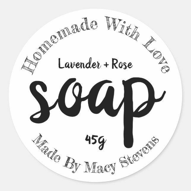 Simple And Easy Black White Homemade Soap Labels (Front)