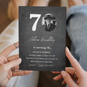 Simple and elegant 70th Birthday Party Gray Invitation
