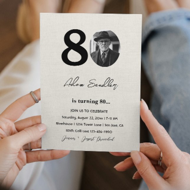 Simple and elegant 80th Birthday Party Canva Invitation (Creator Uploaded)
