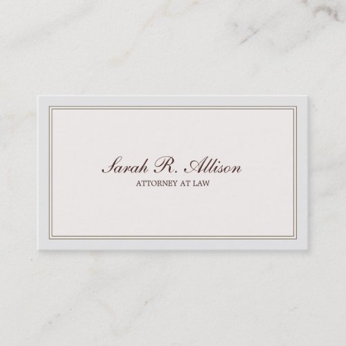 Simple and Elegant Attorney Ivory with Border Business Card