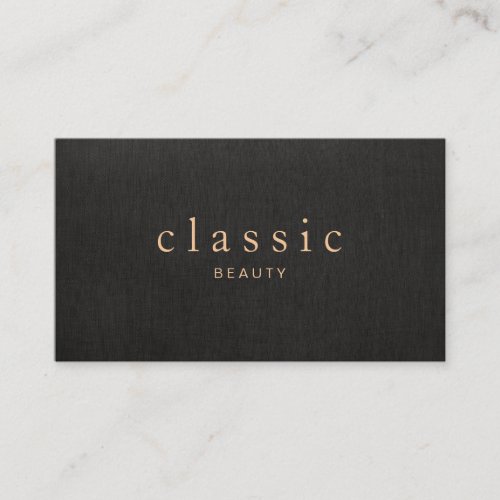 Simple and Elegant Beauty Black Linen Look Business Card