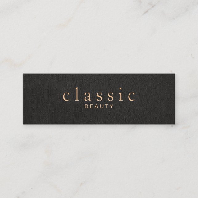 Simple and Elegant Beauty Black Linen Look Mini Business Card (Front)