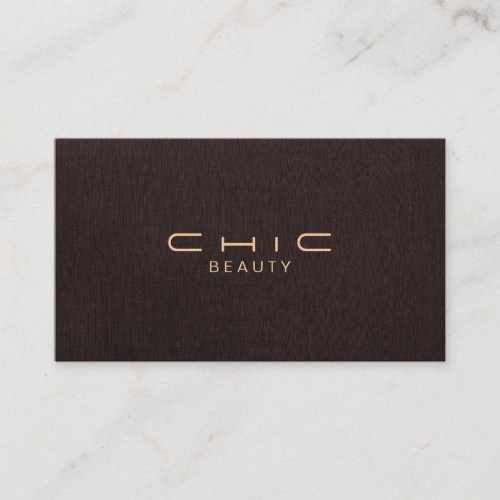 Simple and Elegant Beauty Dark Brown Linen Look Business Card