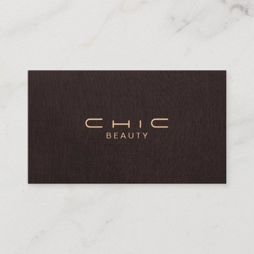 Customizable Simple and Elegant Beauty Dark Brown Linen Look Business Card