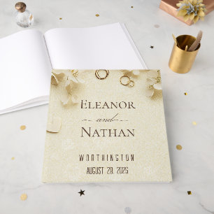 Simple and elegant Beige Wedding Foil Guest Book