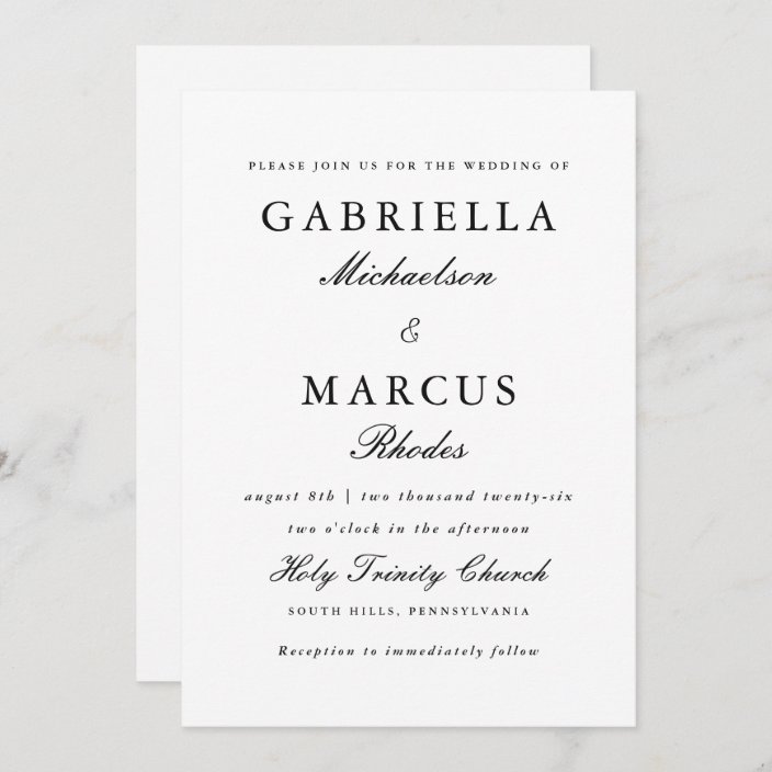 Simple and Elegant Black and White Invitation | Zazzle.com