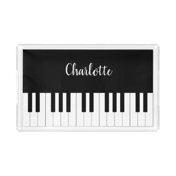 Simple And Elegant Black And White Piano Keyboard Acrylic Tray by AZ_DESIGN at Zazzle