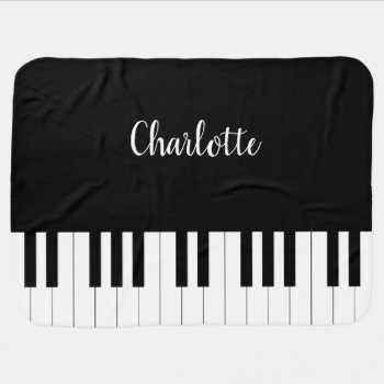 Simple And Elegant Black And White Piano Keyboard Baby Blanket by AZ_DESIGN at Zazzle