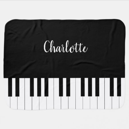 Simple And Elegant Black And White Piano Keyboard Baby Blanket