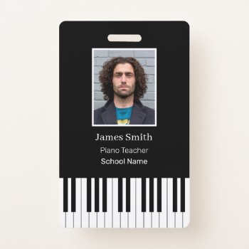 Simple And Elegant Black And White Piano Keyboard Badge by AZ_DESIGN at Zazzle