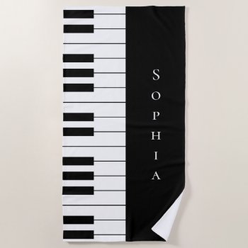 Simple And Elegant Black And White Piano Keyboard Beach Towel by AZ_DESIGN at Zazzle