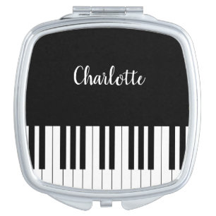 Simple and Elegant Black and White Piano Keyboard Compact Mirror