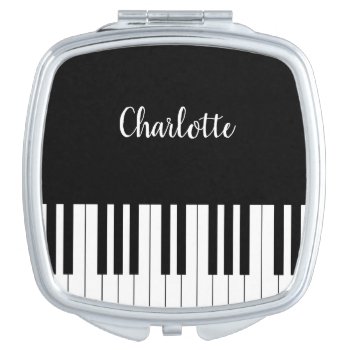 Simple And Elegant Black And White Piano Keyboard Compact Mirror by AZ_DESIGN at Zazzle