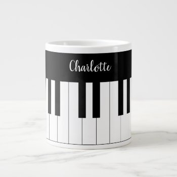 Simple And Elegant Black And White Piano Keyboard Giant Coffee Mug by AZ_DESIGN at Zazzle