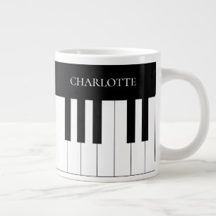 Simple and Elegant Black and White Piano Keyboard Giant Coffee Mug