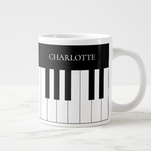 Simple and Elegant Black and White Piano Keyboard Giant Coffee Mug