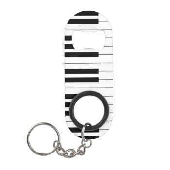 Simple And Elegant Black And White Piano Keyboard Keychain Bottle Opener by AZ_DESIGN at Zazzle