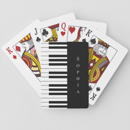Simple And Elegant Black And White Piano Keyboard  Playing Cards
