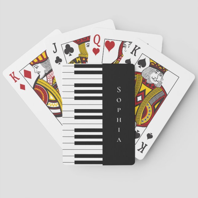 Simple and Elegant Black and White Piano Keyboard  Poker Cards (Back)