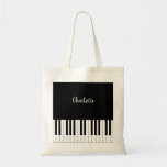 Simple And Elegant Black And White Piano Keyboard Tote Bag at Zazzle