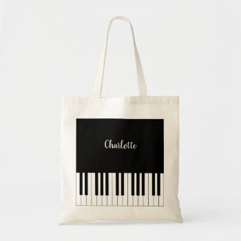 Simple And Elegant Black And White Piano Keyboard Tote Bag by AZ_DESIGN at Zazzle