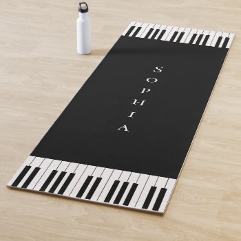 Simple And Elegant Black And White Piano Keyboard Yoga Mat by AZ_DESIGN at Zazzle