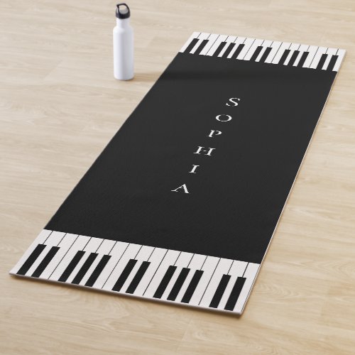 Simple and Elegant Black and White Piano Keyboard Yoga Mat