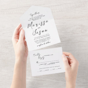 Simple and Elegant Black and White Wedding All In One Invitation