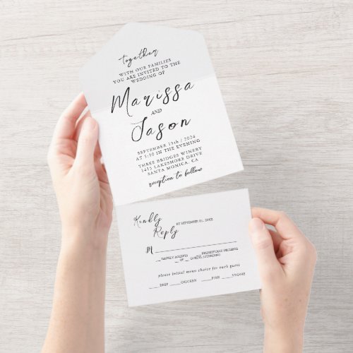 Simple and Elegant Black and White Wedding   All In One Invitation