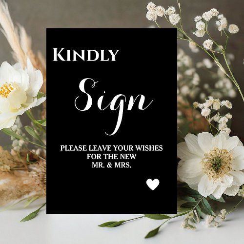 Simple and elegant Black wedding guest book sign
