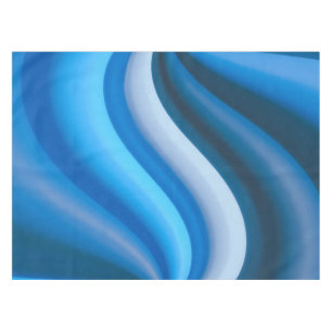 Simple and Elegant Blue Abstract Waves Stripes Tablecloth