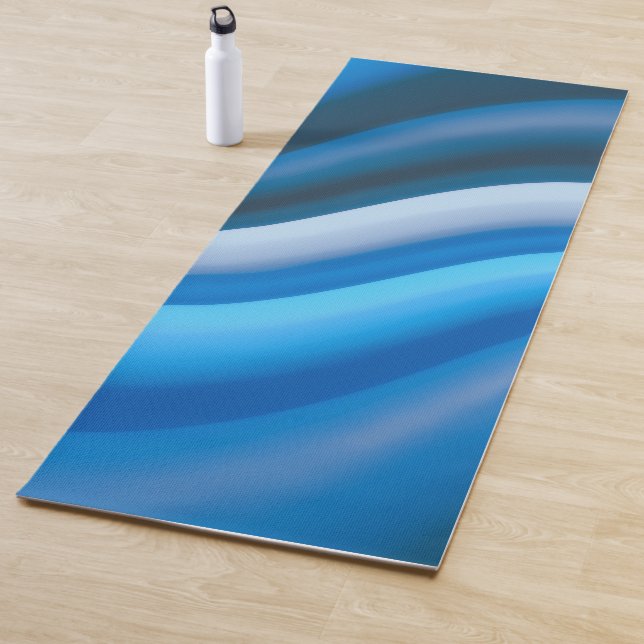 Simple and Elegant Blue Abstract Waves Stripes | Yoga Mat (In Situ)