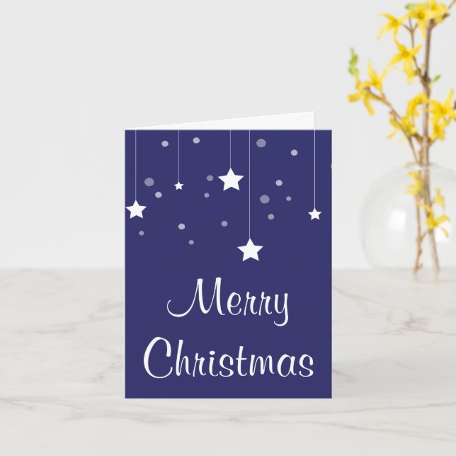 Simple and Elegant Blue and White Christmas Card (Yellow Flower)