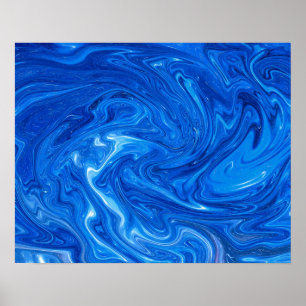 Simple and Elegant Blue Marble Abstract Artwork Poster