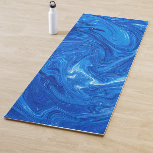 Simple and Elegant Blue Marble Abstract Artwork Yoga Mat