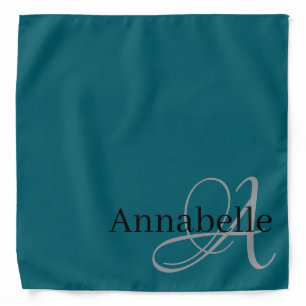Simple and Elegant Blue Monogram and Name Bandana