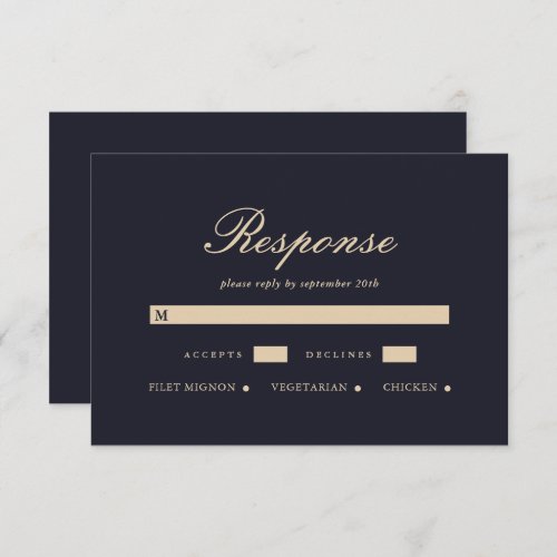 Simple and Elegant Blue Wedding RSVP Card