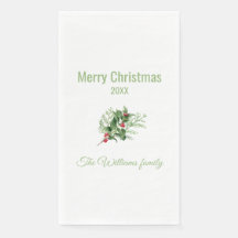 Simple and Elegant Botanical Christmas Napkins