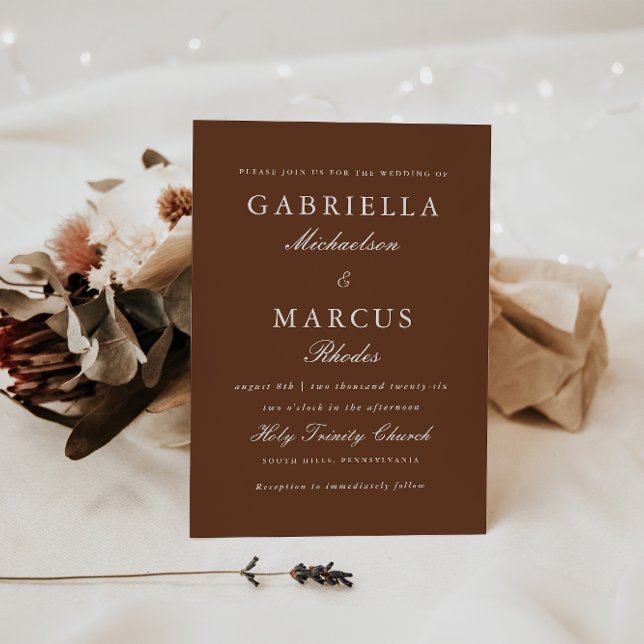 Simple and Elegant Brown Wedding Invitation (Creator Uploaded)
