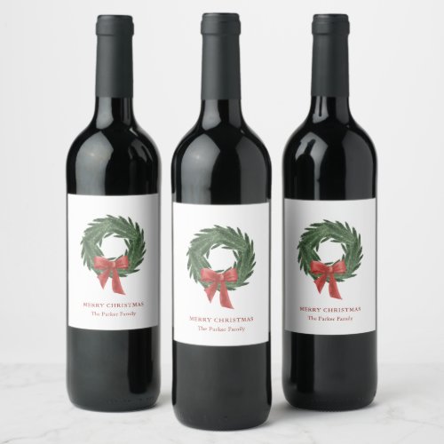 Simple and Elegant Christmas Wreath  Holiday Wine Label