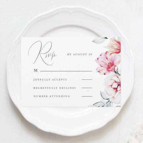 Simple and Elegant Colorful Floral Rsvp White