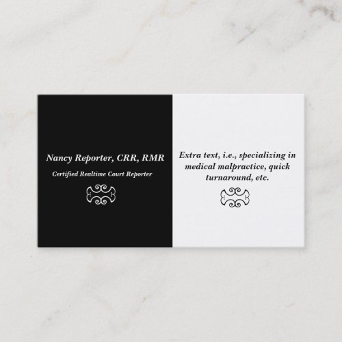 Simple and Elegant Court Reporter Business Cards