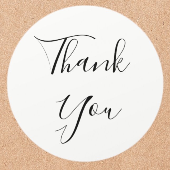 Simple And Elegant Cursive Thank You Classic Round Sticker (Creator Uploaded)