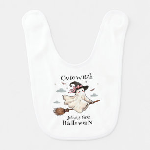 Simple and Elegant Cute witch first Halloween Baby Bib