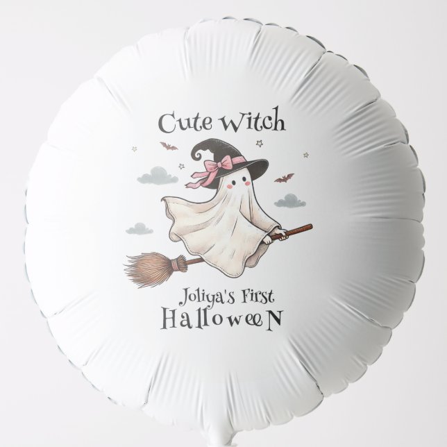 Simple and Elegant Cute witch first Halloween Balloon (Front)