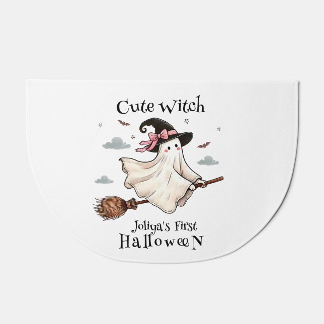 Simple and Elegant Cute witch first Halloween Doormat (Front)
