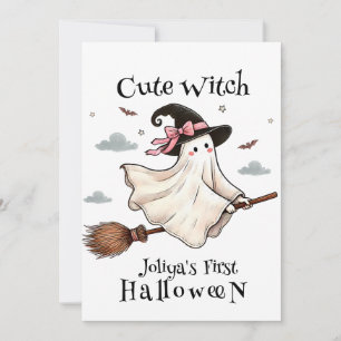 Simple and Elegant Cute witch first Halloween Invitation