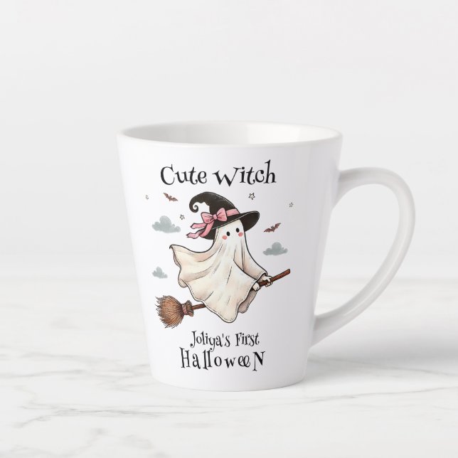 Simple and Elegant Cute witch first Halloween Latte Mug (Right)