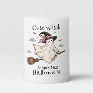 Simple and Elegant Cute witch first Halloween Pillar Candle